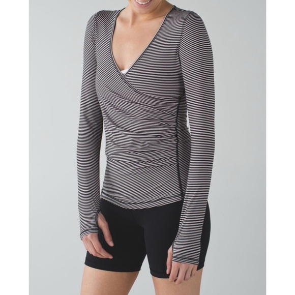 LULULEMON Sunset Salutation Striped Long Sleeve Wrap Top - Picture 1 of 6